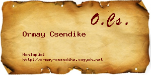 Ormay Csendike névjegykártya